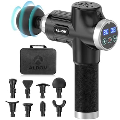 Pistola Massaggio Muscolare, ALDOM Pistola Massaggiante Muscolo Profondo Tessuto 30 Velocità 4800RPM con 8 Testine Pistola Massaggiatore a Percussione Massage Gun per Muscoli Ricarica con Tipo-C