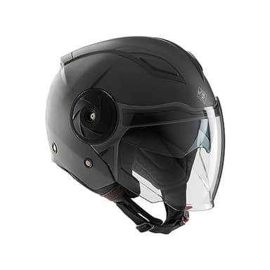 Tucano Urbano casco jet unisex EL'CITY. Casco moto in policarbonato, casco scooter per la mobilità urbana con doppia visiera e ventilazione Clima System. Casco omologato ECE 22.06 Nero opaco Tg. L