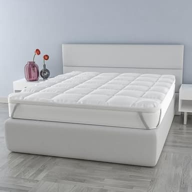 Topper Matrimoniale 160x195cm - TOPPER Plus Trapuntato Morbido e Traspirante 600gr/mq 4 Angoli con Cinghie Elastiche ben Saldato - Migliora il Materasso e il Comfort del Sonno
