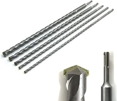 Set da 5 punte da muro SDS PLUS da 600 mm per trapano tassellatore ø 10, 12, 16, 20, 24 mm per cemento, pietra, calcestruzzo