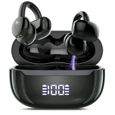 Cuffie Bluetooth 5.4, Auricolari Open Ear Cuffie Clip-On, 48 Ore Cuffiette Conduzione Ossea, DNN Noise Cancelling, Comfort Adattivo, Audio Immersivo, Auricolari Bluetooth con 4 Mic, Impermeabili IPX7
