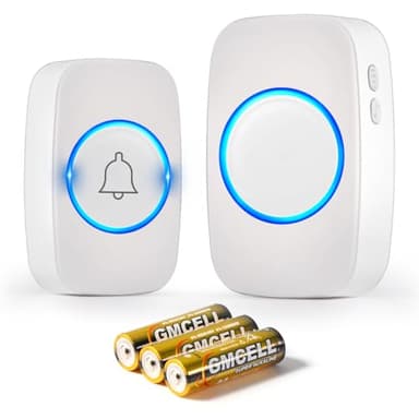 Blendura Campanello Senza Fili da Esterno Impermeabile IP44, Campanello Wireless con Raggio d’Azione 300M, Ricevitore da Interno con 5 Volumi Regolabili, 60 Suonerie, Bianco