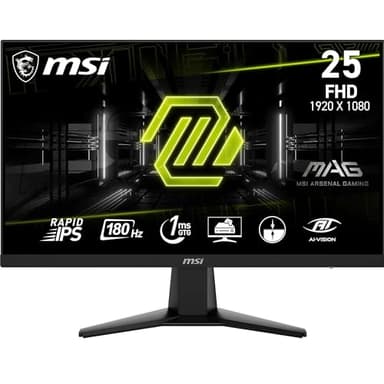 MSI MAG 256F Monitor Gaming 24,5" FHD - Pannello IPS Rapid (1920 x 1080), 180 Hz / 1ms GtG, 127% sRGB, Design senza cornice, HDR Ready - DisplayPort 1.2a, HDMI™ CEC, Nero