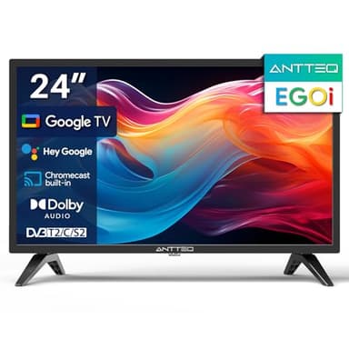 Antteq Smart TV 24 Pollici (62cm) EGOi Series Google TV con Bluetooth,Assistente Vocale,Compatibile con Store per app,YouTube, Netflix,2024