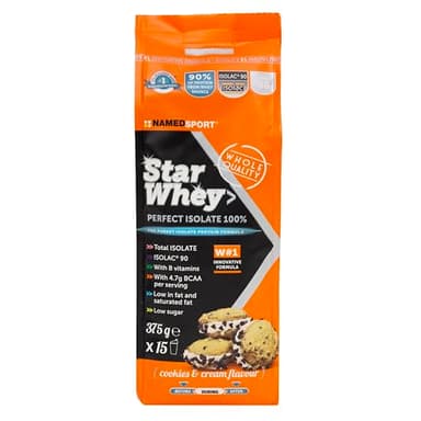 NAMEDSPORT Star Whey Isolate Proteine in Polvere Isolate | Proteine del Siero del Latte ad Alta Purezza per Massa Muscolare e Recupero | Low Sugar & High Protein | 375g – Cookies & Cream