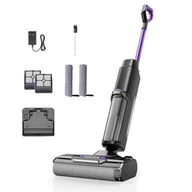 Vozascly W15 Aspirapolvere Senza Fili Intelligente, 3 in 1 Lavapavimenti, 45Min di Autonomia, 65dB Avanzamento Automatico, Pulizia dei Bordi, Potente Aspirazione per Peli di Animali su Pavimenti Duri
