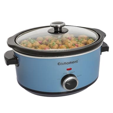 Eamoment 3,5 l | 200 W Slow Cooker con 3 livelli di riscaldamento e indicatore di potenza, lavabile in lavastoviglie e con maniglie, coperchio in vetro facile da pulire