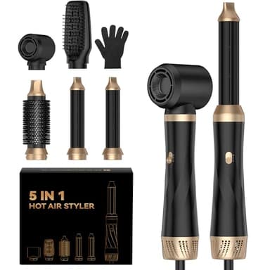 UMIGA Spazzola Soffiante Air Styler set Airstyler 5 in 1 Hair Styler Airbrush Ferro a ricciolo Spazzola Soffiante Spazzola Lisciante per Capelli, Kit di parrucchiere per asciugare
