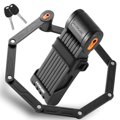 HIPARK Lucchetto Bici Pieghevole, Lucchetto Pieghevole ad Alta Sicurezza, 100 cm Catena Bici, Antifurto Bici con Supporto Portatile e 2 Chiavi, Lucchetto Bicicletta ad Moto, Scooter e Porte
