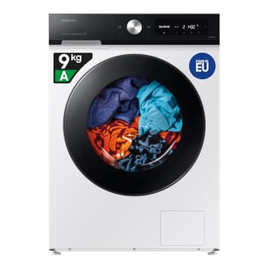 Samsung Lavatrice BESPOKE AI WW90DB7U94GE/U3 Libera installazione, 9 Kg, Wifi, Ecodosatore, Super Speed, AI Wash, Corpo: Bianco, Oblò: Nero, 60l x 85h x 60p cm