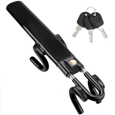 Tevlaphee Blocca Sterzo Automobile, Bloccasterzo Auto, Alta Visibilità, Resistente, Vestibilità universale, Lunghezza Regolabile, 3 Chiavi(Nero)