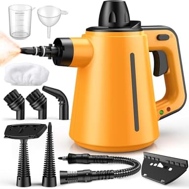 Pulitore Vapore Casa, Pulitore a Vapore portatile per Tutto con 10 Accessori, 3,5 bar Vapore Pressione per la Rimozione di Sporco e Grasso, 1050 W Steamer la Pulizia di Pavimenti Divani