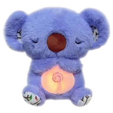 RDCIRP Peluche anti-ansia, simpatico peluche a forma di koala con luci musicali e movimento di respirazione ritmico for bambini e bambine che dormono(Blu)