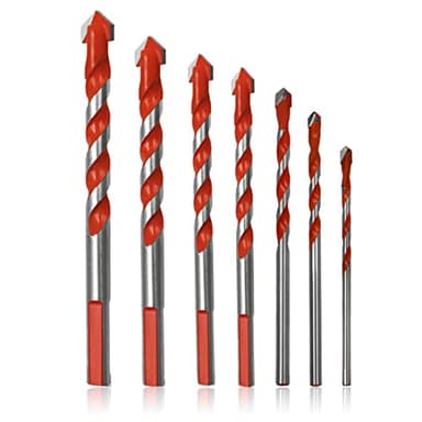 XPEX Set Punte de Trapano 7 Pezzi Punte trapanopunte Trapano Muro, per Cemento, Set Punte Trapano Professionali,Applica a Muro Mattoni, Piastrelle, Legno, Metallo, Plastica