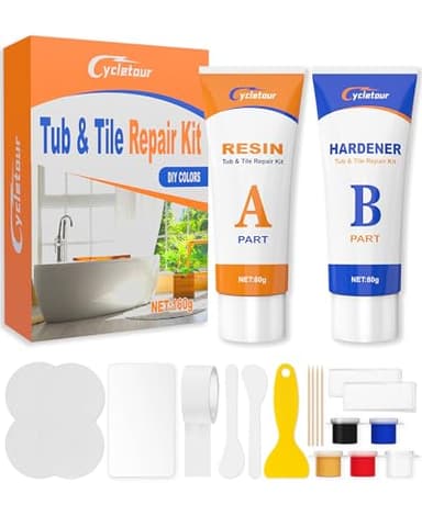 cycletour Kit Riparazione Piastrelle, Kit Riparazione Vasca da Bagno 160 G Grande Capacità - Possibilità di Abbinare I Colori fai da te, Per Ripara Ceramica Lavandino in Ceramica