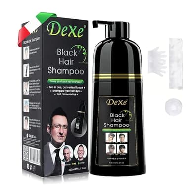 RAMCI ESSENTIALS Shampoo Colorante Nero per Capelli Bianchi Istantaneo Donna e Uomo, Hair day shampoo 3 in 1, Grey attack Tinta Nera per capelli senza Ammoniaca, Black Hair Dye 400ml