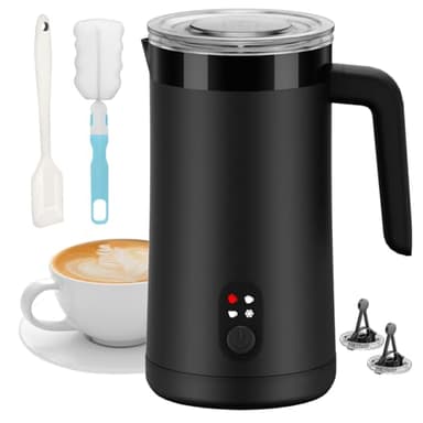 Ovetedot Montalatte Elettrico, 4-in-1 Montalatte Elettrico Cappuccino, 400ml Grande Capacità, Scaldalatte per Latte Caldo e Freddo, Schiumatore per Cappuccino, Latte, Macchiato(Nero)