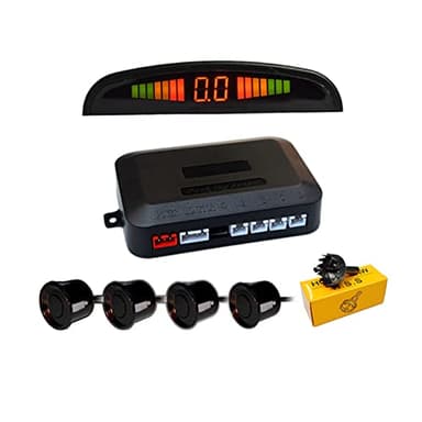 Aiuphing sensori parcheggio auto,4 Sensori kit sensori di parcheggio cicalino radar,Desplay LED,Acustico Auto Reverse Backup di Sistema (Nero)