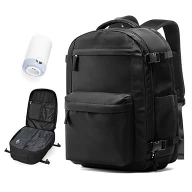 Zaino Sottovuoto Bagaglio a Mano Aereo Borsa con Sistema a Vuoto Airbag Viaggio Zaino Ryanair 40x30x25 Zaino Donna da Viaggio Sottovuoto con Pompa Impermeabile Uomo Valigia Sottovuoto. Nero