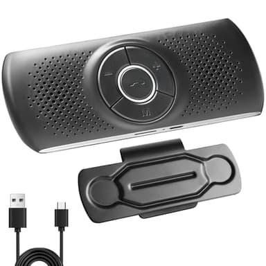 Vivavoce per auto Bluetooth 4.2 vivavoce con clip, microfono integrato, slot per schede TF, riconnettersi automaticamente per GPS, musica, chiamate, controllo volume