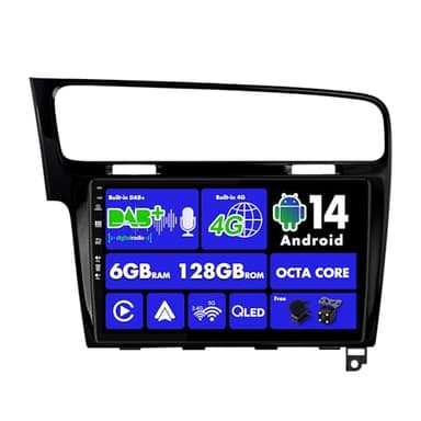 SXAUTO『Built-in 4G / DAB』Android 14-6G+128G Autoradio Per Golf 7 (2013-2018) - Senza fili CarPlay/Android Auto - LED Camera + MIC - Fast-boot Volante 360-CAM HDMI WIFI DSP - 2 Din IPS 10.1 Pollici