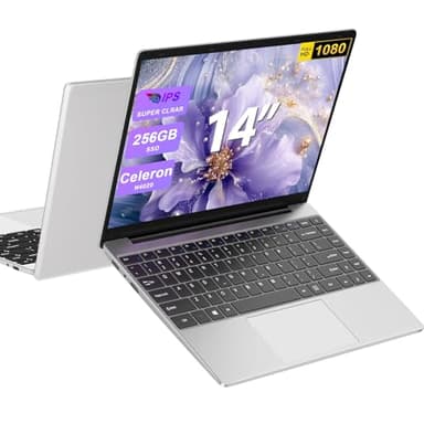 bvate PC Portatile 14 Pollici Laptop Win 11 256 GB ROM Celeron N4020 2.4G+5G WiFi upto 2.8 GHz Supporta l'espansione SSD 1TB 4.2 USB HDMI Tastiera Italiana Membrana Mouse Senza Fili-Silver-D