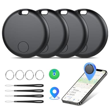 Smart Tracker Tags 4 Pezzi, Funziona con Apple Dov'è (Solo iOS), Localizzatore Bluetooth Trova Oggetti 365 Giorni, Batteria Sostituibile, Impermeabile IP67, Chiavi/Portafoglio/Bagagli/Valigie