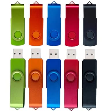 8GB Chiavetta USB 10 Pezzi Pen Drive 8GB WISEORANGE Girevole USB2.0 Unità Memoria USB per PC, Laptop,TV con Luce LED (10 colori)
