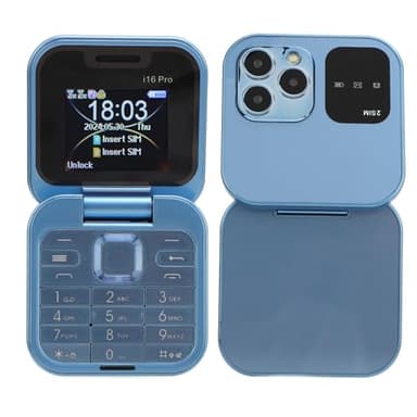 Yunir Telefono cellulare flip per anziani, 2G sbloccato Senior Flip Cellulare, con schermo da 1,77 pollici, Dual SIM Big Buttons Torcia LED Senior Basic Cell Phone (blu)