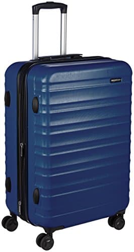 Amazon Basics Valigia Trolley rigido con rotelle girevoli, 68 cm, Blu Marino