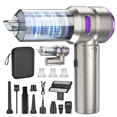 Aspirabriciole Senza Fili,4 in 1 Aspirapolvere Auto Portatile 18000Pa,Mini Aspirapolvere Potente con Motore Brushless,3 Velocità Mini Aspirapolvere Potente per Auto Casa Ufficio Peli di Domestici