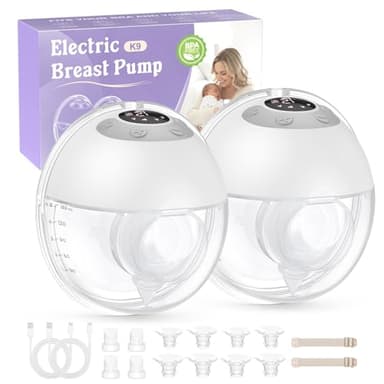 Haokoo Tiralatte Elettrico Indossabile Senza Mani, Tutto in Uno Tira Latte Neonati Elettrico per Uso Quotidiano e Lavoro, 4 Modalità 12 Livelli, Senza BPA, Flange 17/19/21/24/27 mm, 2 Pezzi