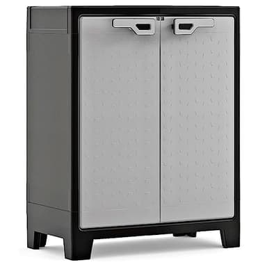 Keter Armadio Basso Titan, da interno ed esterno, 2 Ripiani Regolabili, Grigio, 80x44x100 H Cm