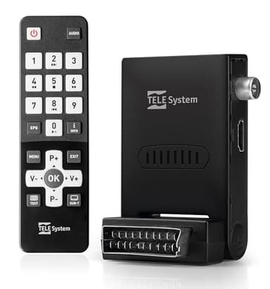 Tele System Mini Decoder Digitale Terrestre FACILE STEALTH con Funzione Autoscan e LCN, Lettore Multimediale USB Integrato - Telecomando Easy Incluso - Installazione Plug & Play via SCART o HDMI