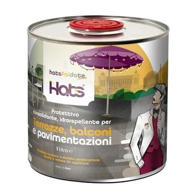 Hats - Protettivo Consolidante Idrorepellente per Terrazze, Balconi e Pavimenti – Impermeabilizzante per Cotto, Pietra, Gres, Cemento e Materiali Porosi – Pronto all’Uso – Facile Uso - Made in Italy