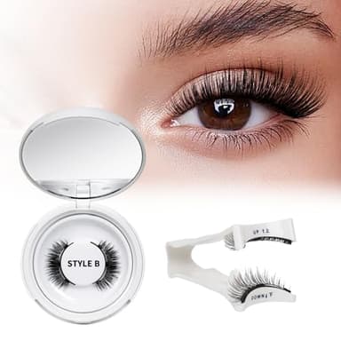 Ciglia magnetiche riutilizzabili con applicatore,Ciglia Finte Magnetiche, non necessita di colla, facile da indossare e rimuovere, Include una guida di utilizz（Set-B-1）