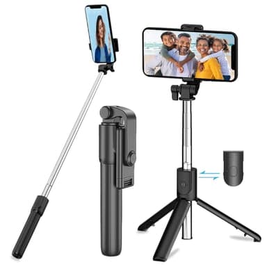 Bastone Selfie Wireless Selfie Stick Cavalletto Telefono Selfie Bluetooth con Telecomando Wireless Rimovibile con Rotazione Portatile Treppiede Estensibile Treppiedi Stabile Adatto per Cellulare
