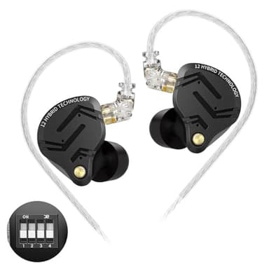 Yinyoo KZ ZS12 PRO X Cuffie con Filo,1DD 5BA In ear Monitor,4 interruttori di sintonizzazione,Distorsione non lineare ultra bassa IEM cuffie in ear per giochi,musicisti