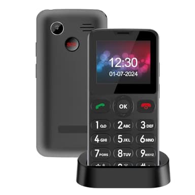 Melefon Telefono Cellulare per Anziani Con Tasti Grandi，Facile da Usare|Funzione SOS|Volume Alto Con Base di Ricarica|1000mAh Batteria (Nero)