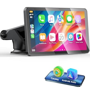 LAMTTO Carplay Wireless Android Auto, Schermo per Auto IPS 7 Pollici Autoradio Portatile Radio Stereo con Bluetooth Mirror Link Navigazione Siri G00gle Assistente Vocale AUX FM