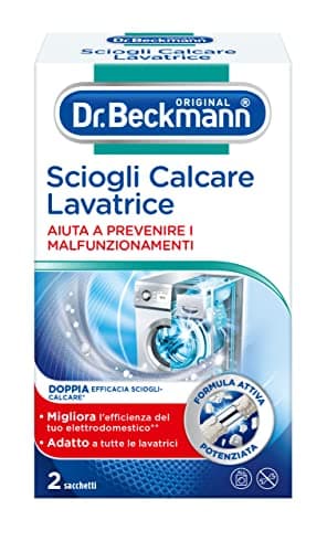 Dr. Beckmann L'Anticalcare Lavatrice | Elimina il calcare ostinato dalla lavatrice e dalla lavastoviglie | Aiuta a prevenire rotture | 2 x 50g Fresco