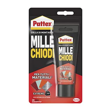 Pattex Mille Chiodi Extreme, forte adesivo di montaggio, colla forte per interni e esterni, adesivo sigillante resistente ad acqua e raggi UV, bianco, 1x142g blister