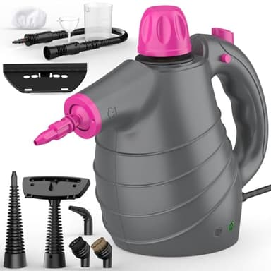 AUIFFER Pulitore a Vapore Portatile, Pistola a Vapore per Pulire con 10 Accessori, Sicurezza Blocco, Pressione 3,5 Bar, Pronto in 3 Minuti, Steam Cleaner per Divani e Tessuti - Rimuove Sporco e Grasso
