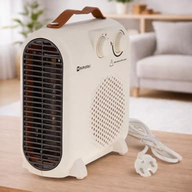 M Mimotec - Stufa elettrica White Broken Compact 2000W, basso consumo 1000/2000W, bassa rumorosità <53 dB, protezione contro il surriscaldamento, IP20, per ambienti domestici fino a 20 m²