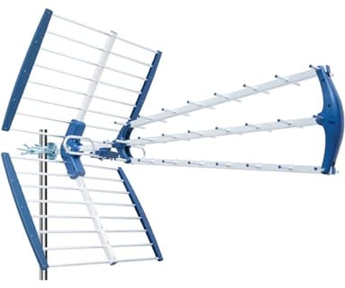 EDISION TALOS 18db Antenna TV tripla Digitale Terrestre UHF 21-48 esterno, con filtro 5G LTE, per Ricezione il segnale Digitale Terrestre DVB-T/T2, Frequenze 470-694Mhz, Lunghezza 105cm, LTE700, Blu