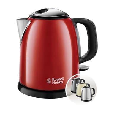 Russell Hobbs Bollitore Elettrico Piccolo - 1,0 L, 2400W - Acciaio Inox Color Rosso; Funzione di Ebollizione Rapida, Filtro Anticalcare Rimovibile, Indicatore Livello Dell'Acqua, 24992-70
