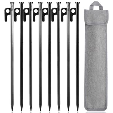 Picchetti Tenda, 8 Pezzi Robusto Picchetti Da Tenda,Chiodi per Tende da Campeggio, 30cm Acciaio Forgiato Resistenza Picchetti Per Tende Campeggio Gancio E Foro Gite Escursionismo Giardinaggio
