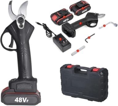 SQUADO Forbici Elettriche da Potatura, 48V, Lama 30mm, 2 Batterie, Valigetta Inclusa