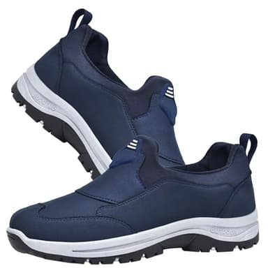 AZMAHT Sneakers Uomo Ortopediche Scarpe Slip-on Mocassini Scarpe Senza Lacci Scarpe Comode per Camminare Scarpe Waterproof Uomo con Rialzo, Blu, 44/270mm