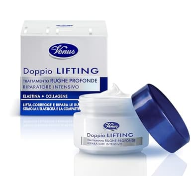Venus, Doppio Lifting Trattamento Rughe Profonde, Riparatore Intensivo con Elastina e Collagene, Riduce le Rughe e Rassoda la Pelle, Stimolando l'Elasticità, 50 ml, Clinicamente Testato